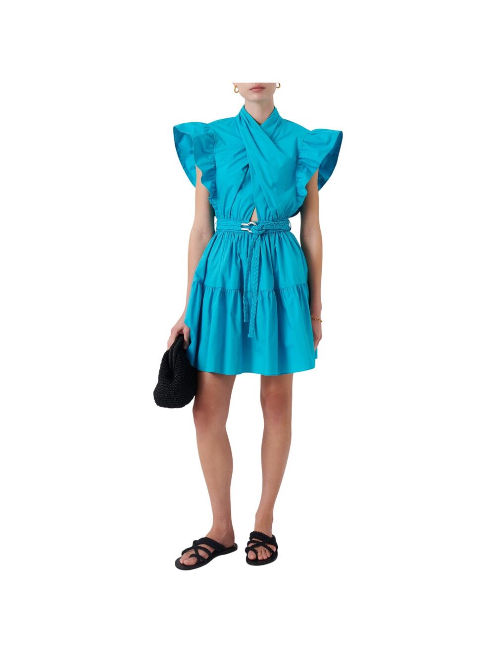 Derek Lam Ruffled Peacock Blue Finn Dress Size 6